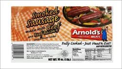 Arnold's Kielbasa Smoked Beef Bacon