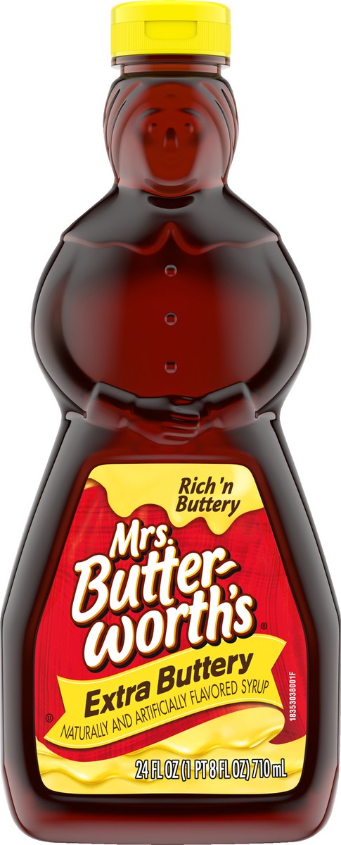 slide 4 of 12, Mrs. Butterworth's Extra Buttery Syrup 24 fl oz, 24 fl oz