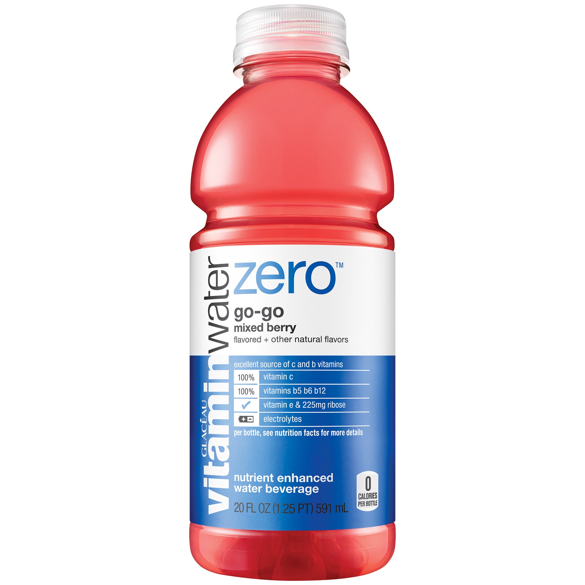 slide 7 of 7, Vitaminwater Zero Sugar Go-Go, Electrolyte Enhanced Water W/ Vitamins, Mixed Berry Drink, 20 Fl Oz, 20 fl oz