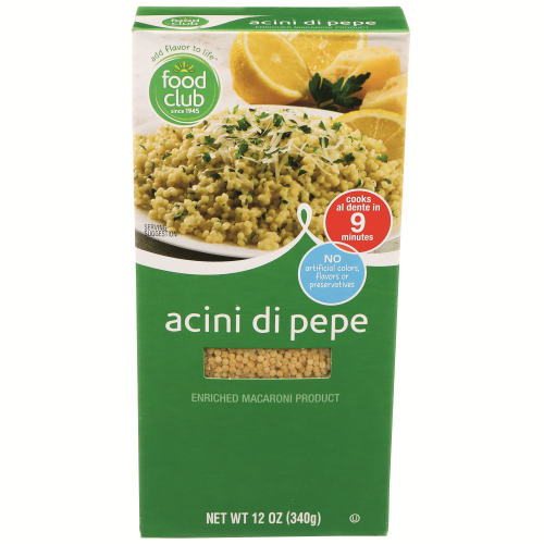 slide 1 of 1, Food Club Enriched Macaroni Product, Acini Di Pepe, 12 oz