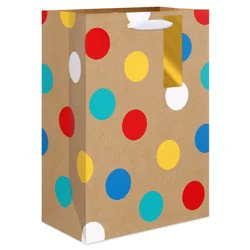 American Greetings Polka Dots Medium Kraft Gift Bag with Hang Tag