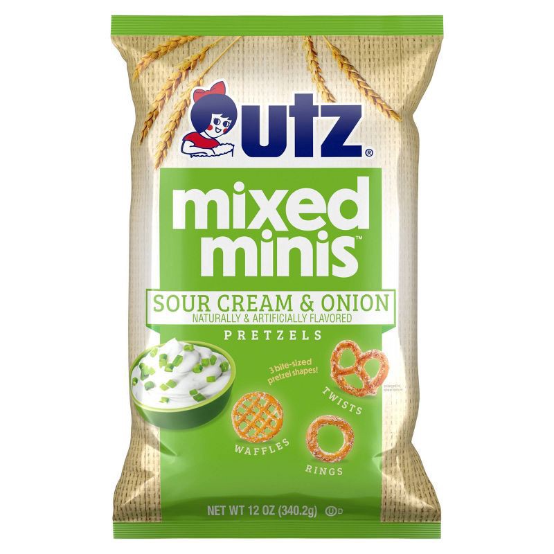 slide 1 of 4, Utz 12 oz Utz Sour Cream & Onion Mixed Mini Pretzels, 12 oz