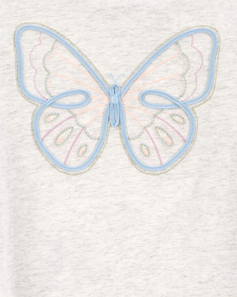 slide 2 of 2, Carter's Kid Butterfly Jersey Long-Sleeve Boxy Fit Tee - Grey Heather 14, 1 ct