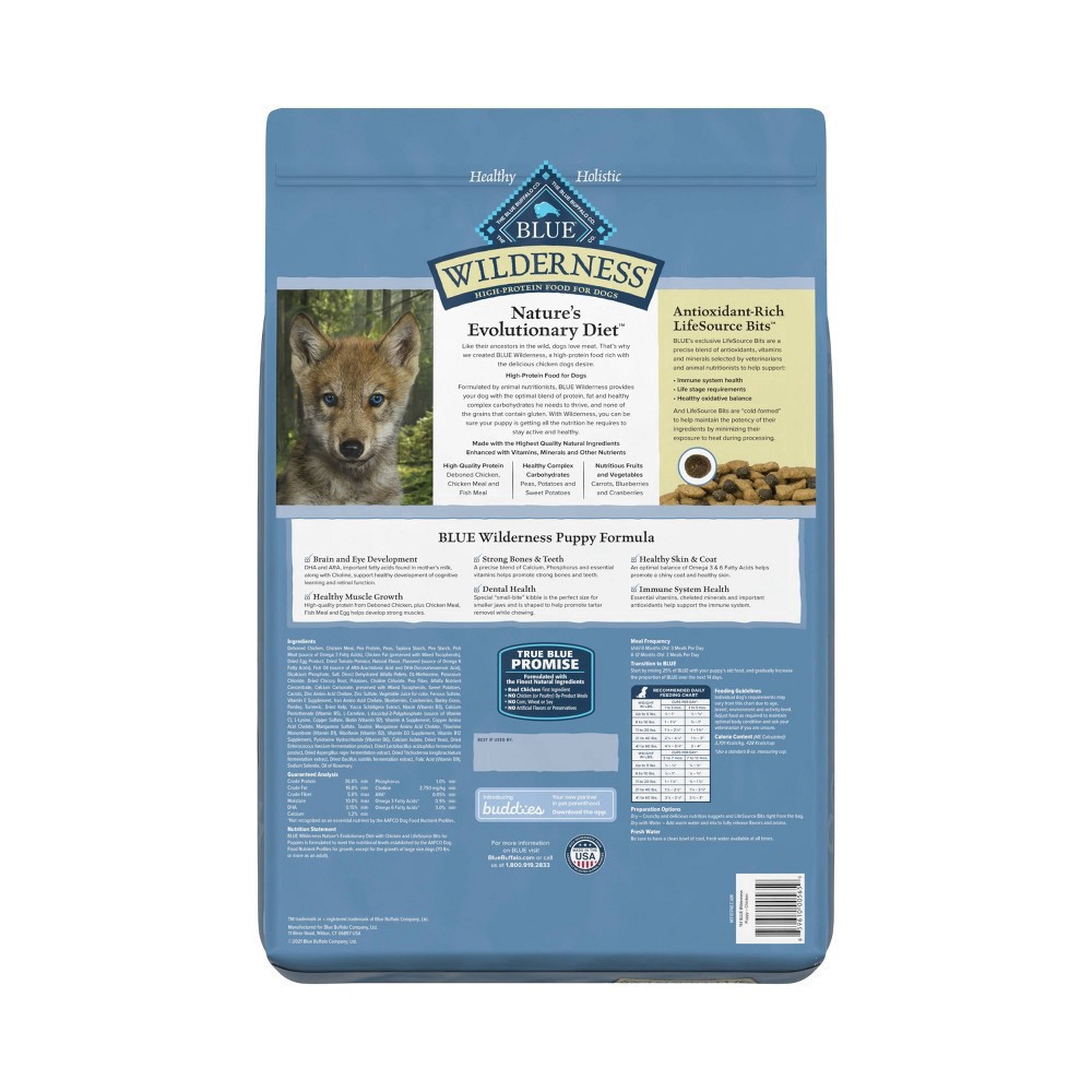 slide 7 of 9, Blue Buffalo Wilderness High Protein, Natural Puppy Dry Dog Food, Chicken 11-lb, 11 lb