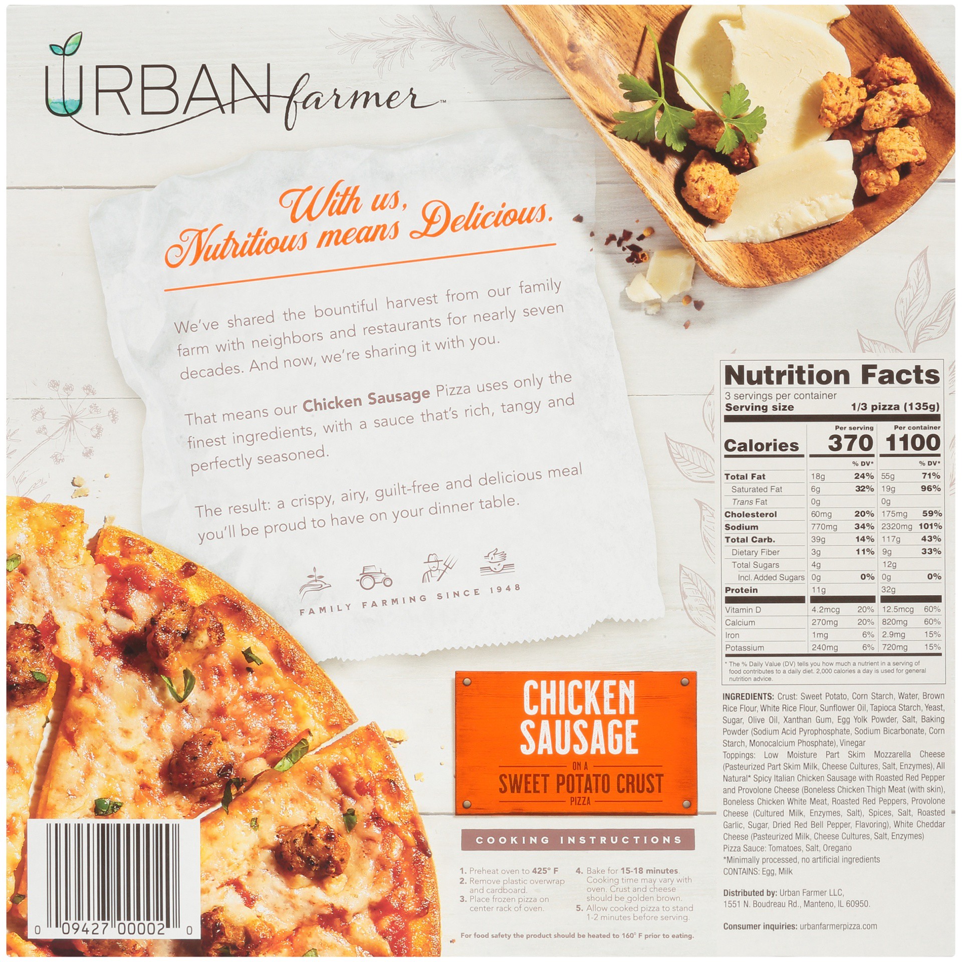 slide 5 of 8, Urban Farmer Chicken Sausage On A Sweet Potato Crust Pizza, 14.3 oz