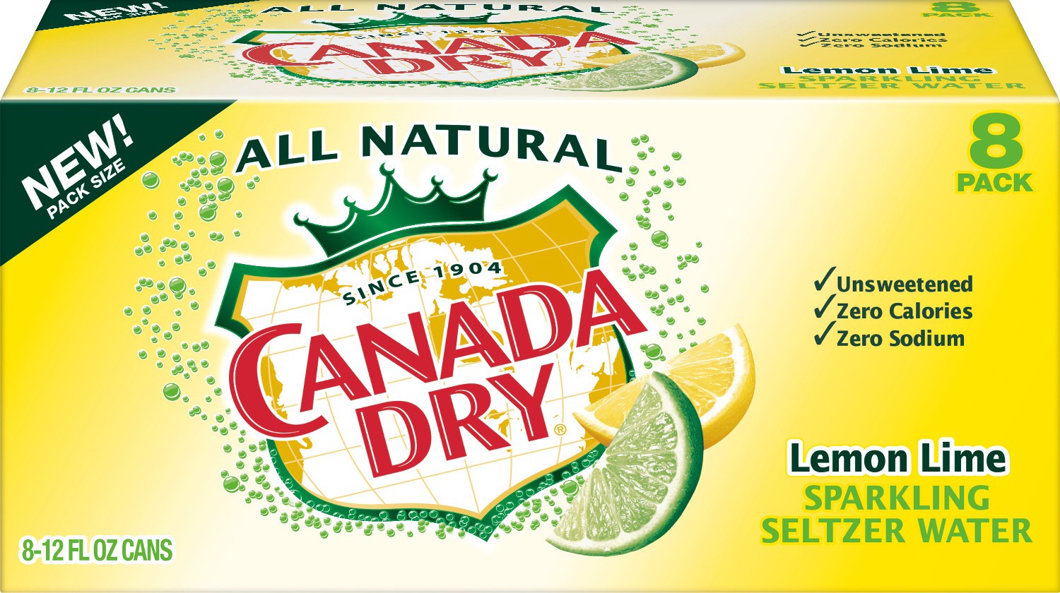 slide 1 of 3, Canada Dry Lemon Lime Sparkling Seltzer Water, 8 ct