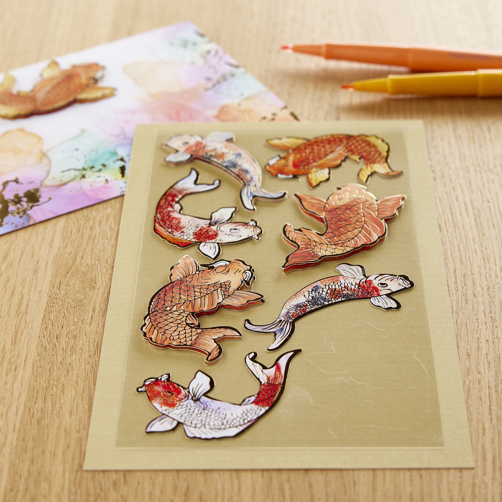 slide 5 of 5, Koi Stickers By Recollections, 3.875 in x 6.875 in