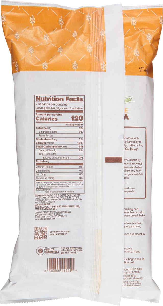 slide 4 of 14, Full Circle Market Take & Bake Ciabatta Bread 14 oz, 14 oz