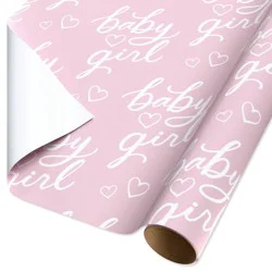 American Greetings Pink Baby Girl Shower Wrapping Paper - 20 sq ft