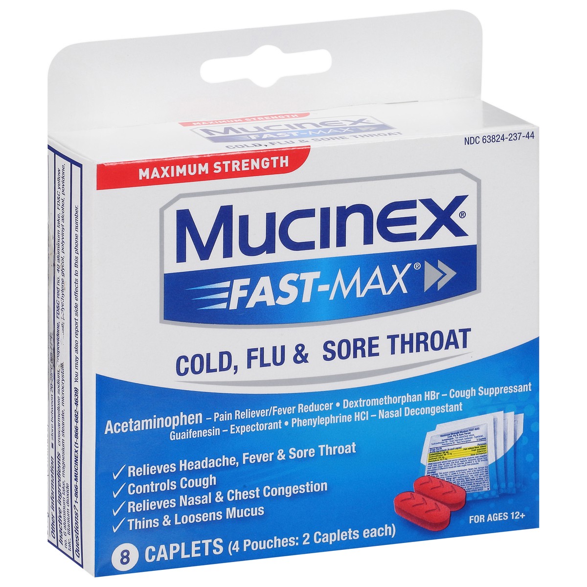 slide 2 of 9, Mucinex Fast-Max Cold, Flu, & Sore Throat Caplets, 8ct, 4 ct