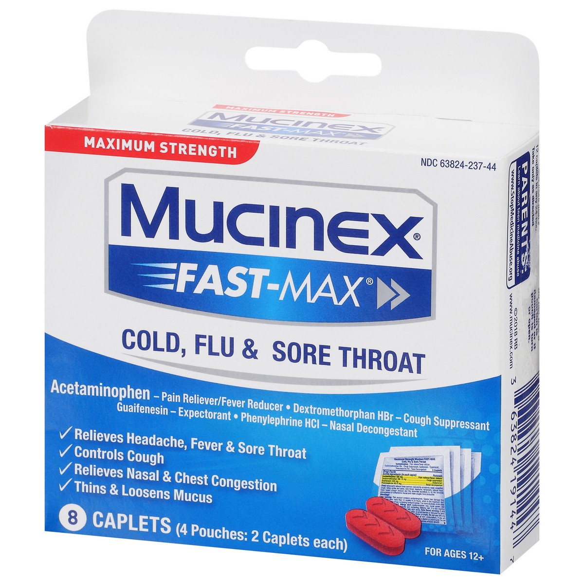 slide 3 of 9, Mucinex Fast-Max Cold, Flu, & Sore Throat Caplets, 8ct, 4 ct