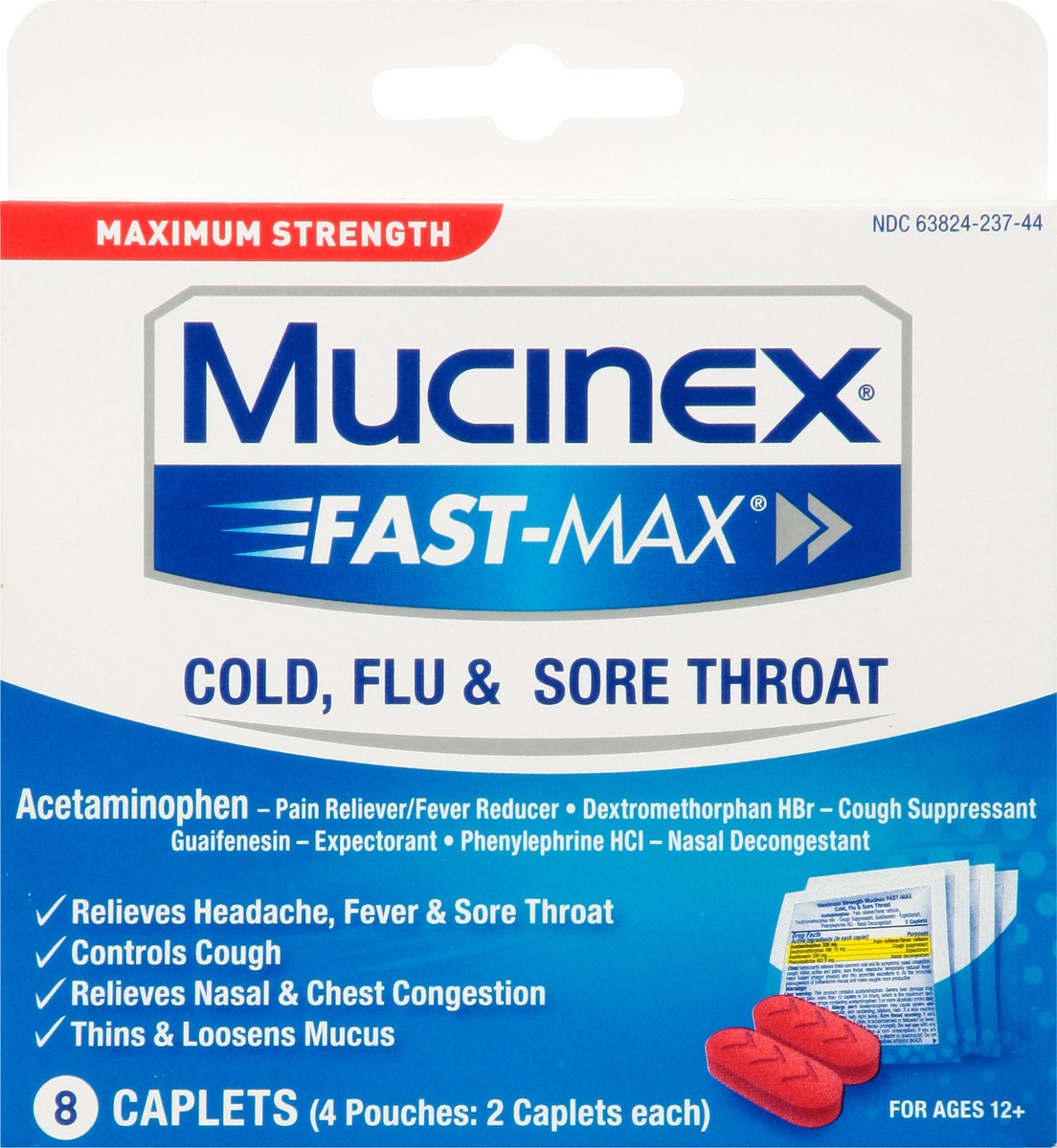 slide 6 of 9, Mucinex Fast-Max Cold, Flu, & Sore Throat Caplets, 8ct, 4 ct