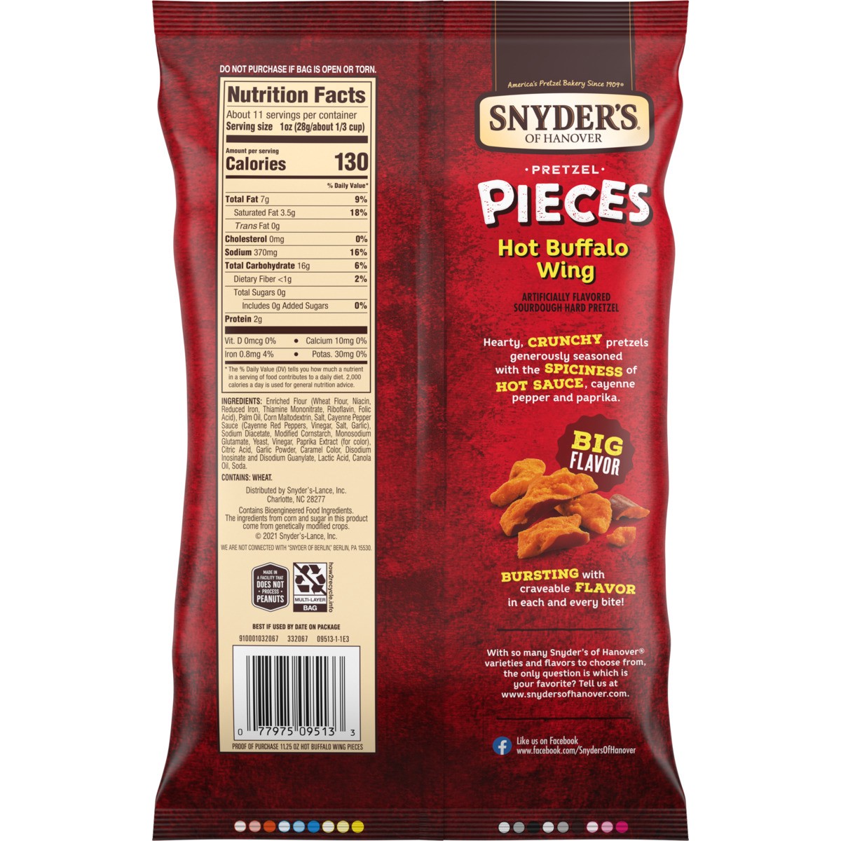 slide 2 of 9, Snyder's of Hanover Hot Buffalo Wing Flavored Pretzel Pieces, 11.25 Oz, 11.25 oz