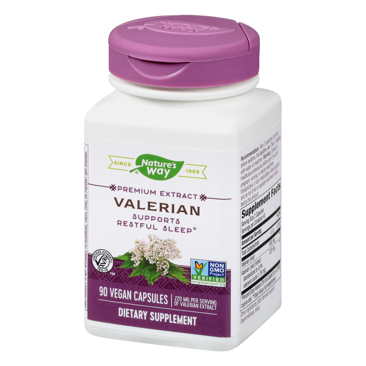 slide 4 of 9, Nature's Way Valerian Premium Extract - 220 mg of valerian extract per 2-capsule Serving - Supports Restful Sleep* - Non-GMO Project Verified - Herbal Supplements - Gluten Free - 90 Capsules, 90 ct