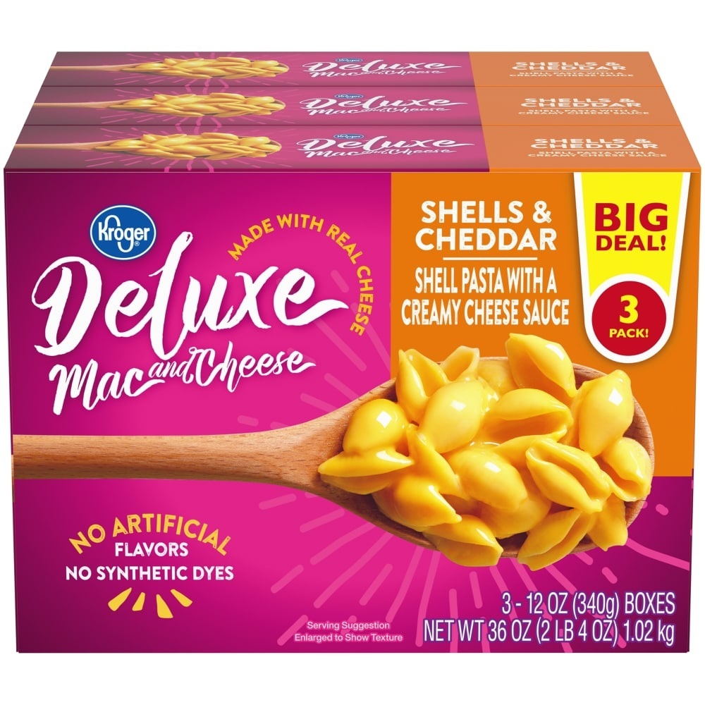 slide 1 of 1, Kroger Deluxe Mac And Cheese Shells & Cheddar, 36 oz