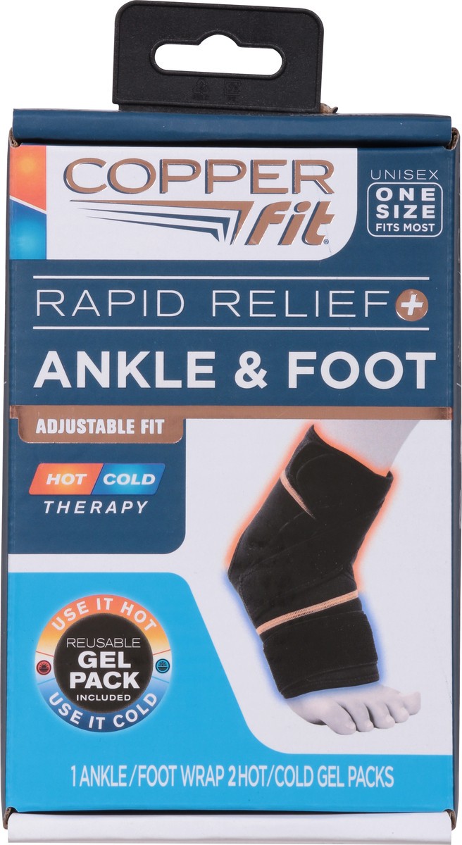 slide 3 of 9, Copper Fit Rapid Relief+ Hot/Cold Gel Packs Unisex Ankle & Foot Wrap One Size 3 Pieces 1 ea, 1 ct