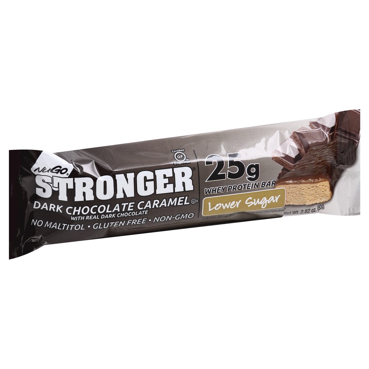 slide 6 of 9, NuGo Stronger Lower Sugar Dark Chocolate Caramel Whey Protein Bars 2.82 oz, 2.82 oz