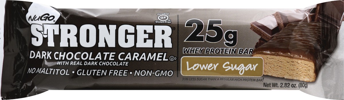 slide 4 of 9, NuGo Stronger Lower Sugar Dark Chocolate Caramel Whey Protein Bars 2.82 oz, 2.82 oz