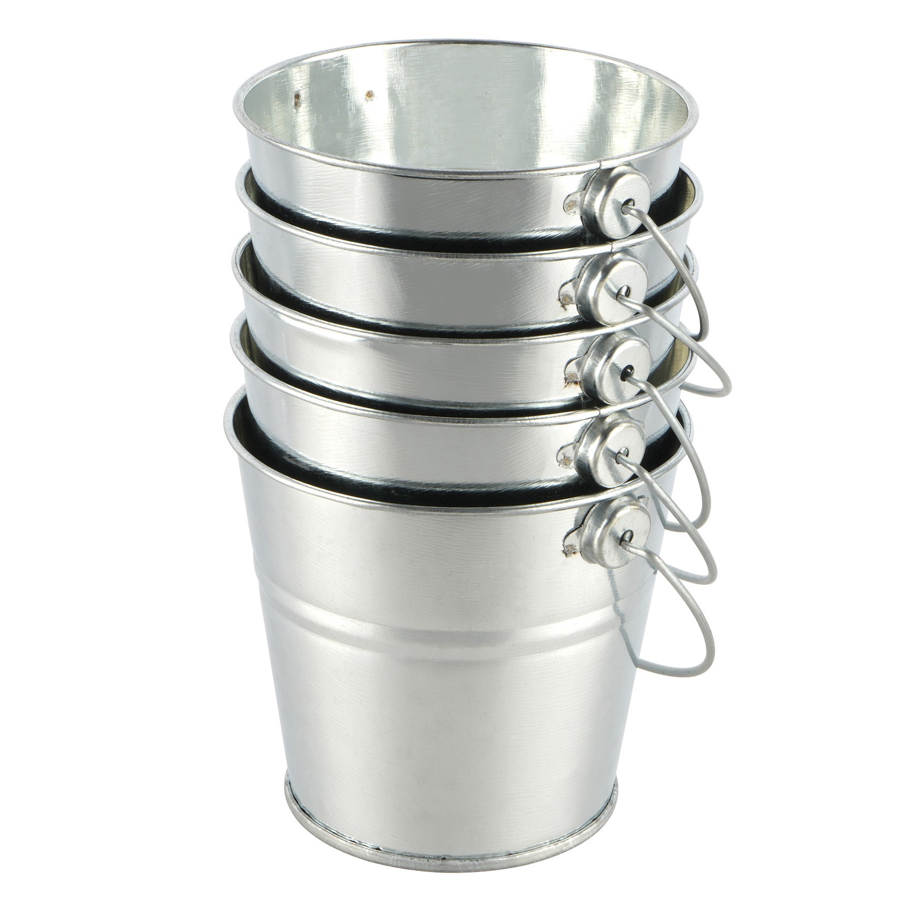 slide 2 of 2, 3" Silver Metal Buckets By Celebrate It, 5ct., 5 ct