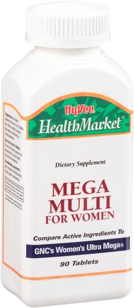 slide 1 of 1, Hy-Vee HealthMarket Mega Multi For Women Dietary Supplement Tablets, 90 ct