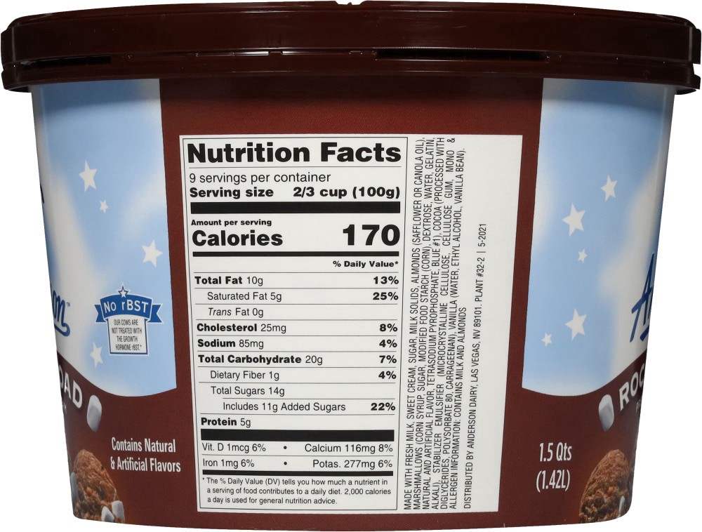 slide 2 of 4, Anderson Dairy Anderson Rocky Road Ice Cream - 48 fl oz, 48 fl oz