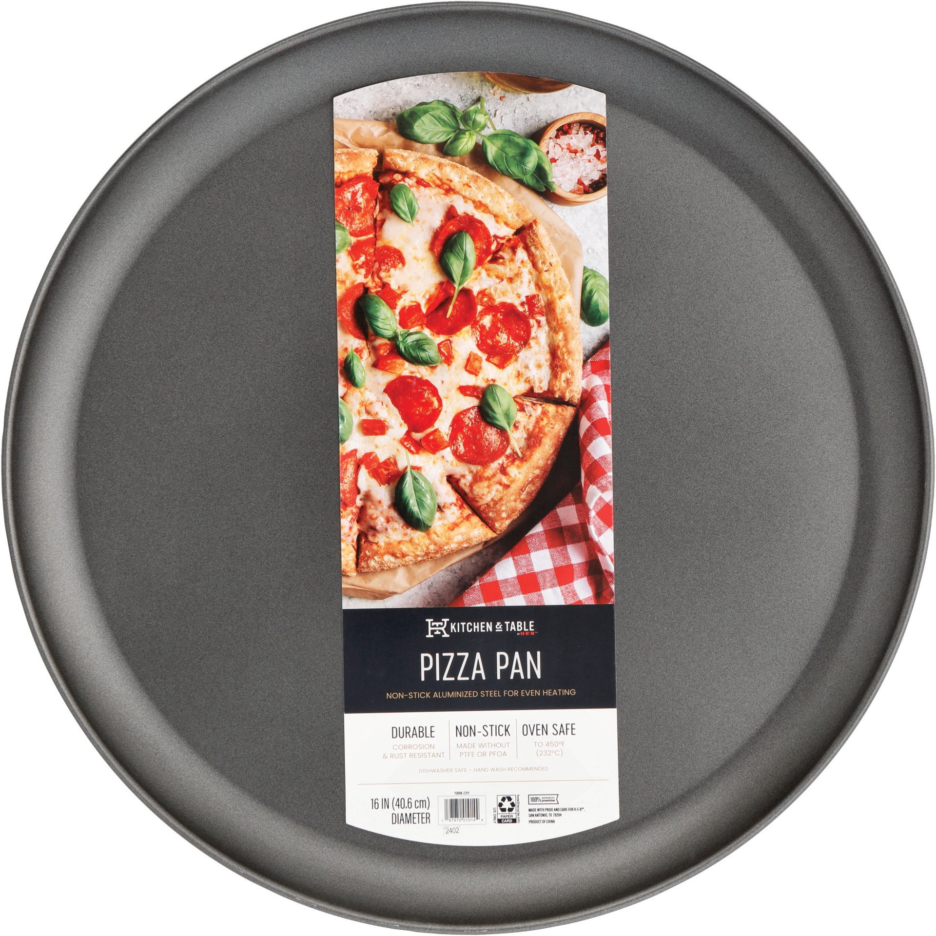 slide 1 of 1, Kitchen & Table by H-E-B Pizza Pan - Gun Metal, 16 in