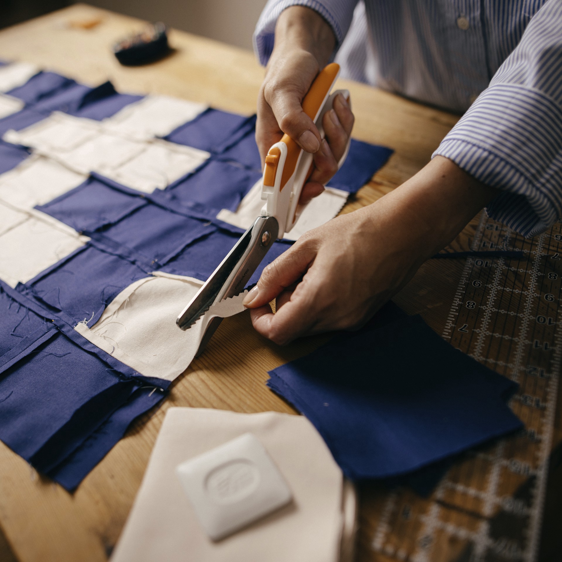 slide 8 of 10, Fiskars Easy Action Pinking Shears, 10.5 in