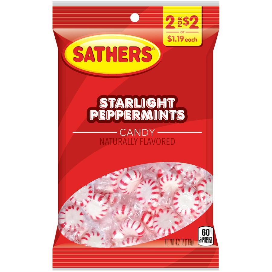 slide 1 of 1, Sathers Star Brites Candy, Peppermint, From Brach's, 4.2 oz