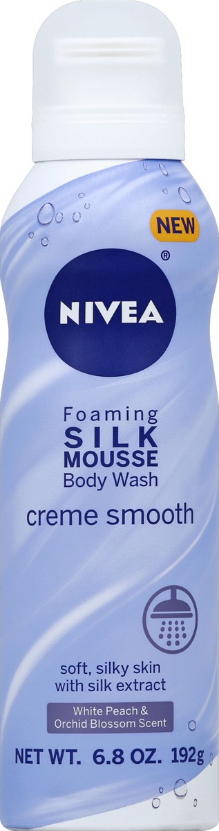 slide 2 of 2, Nivea Creme Smooth Foaming Silk Mousse Body Wash, 6.8 oz