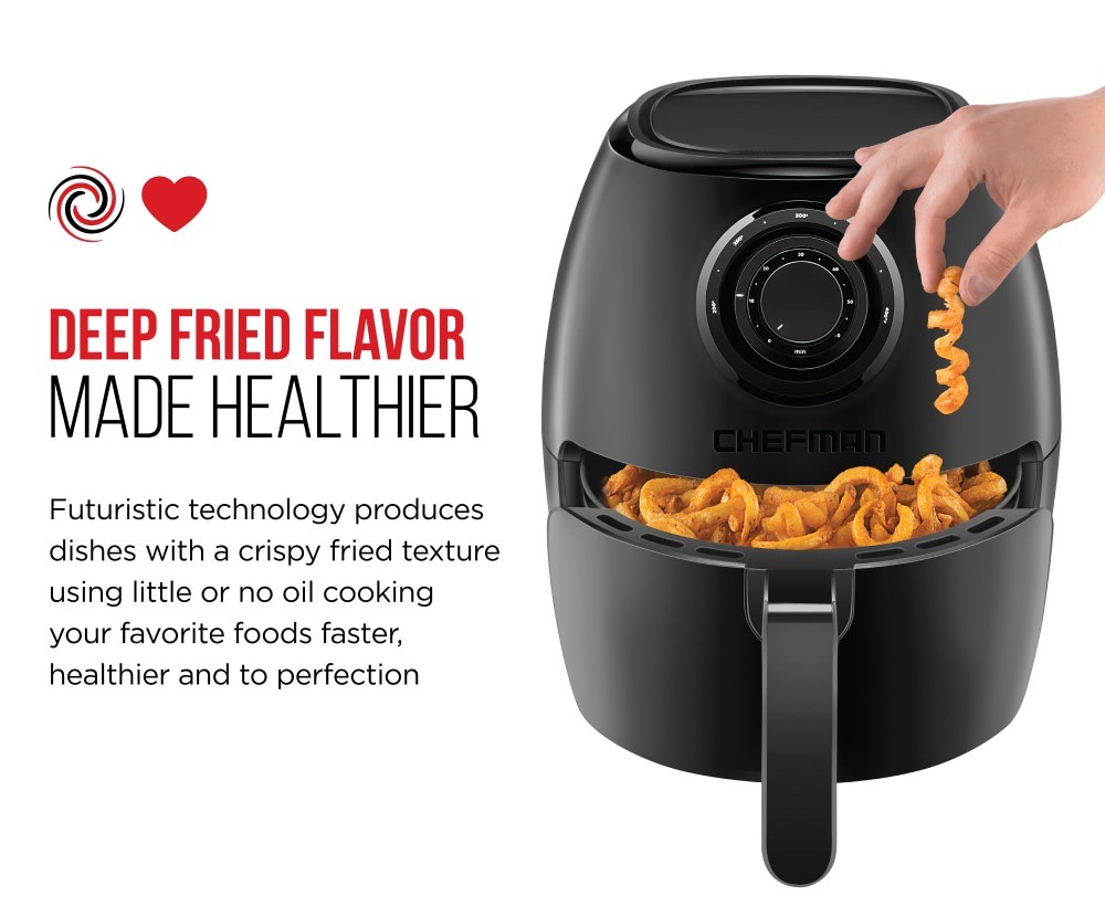 slide 6 of 6, Chefman Analog Air Fryer with Dual Control - Black, 3.5 liter