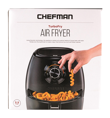 slide 1 of 6, Chefman Analog Air Fryer with Dual Control - Black, 3.5 liter