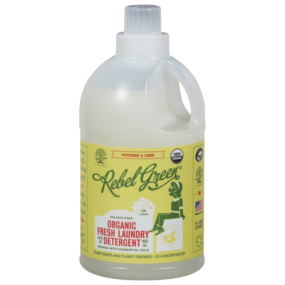 slide 1 of 9, Rebel Green Lemon Lndry Det Peppermint, 64 fl oz