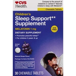 slide 1 of 1, CVS Health Children's Sleep Support Supplement Melatonin 1 Mg Chewable Tablet, Grape, 30Ct, 30 ct
