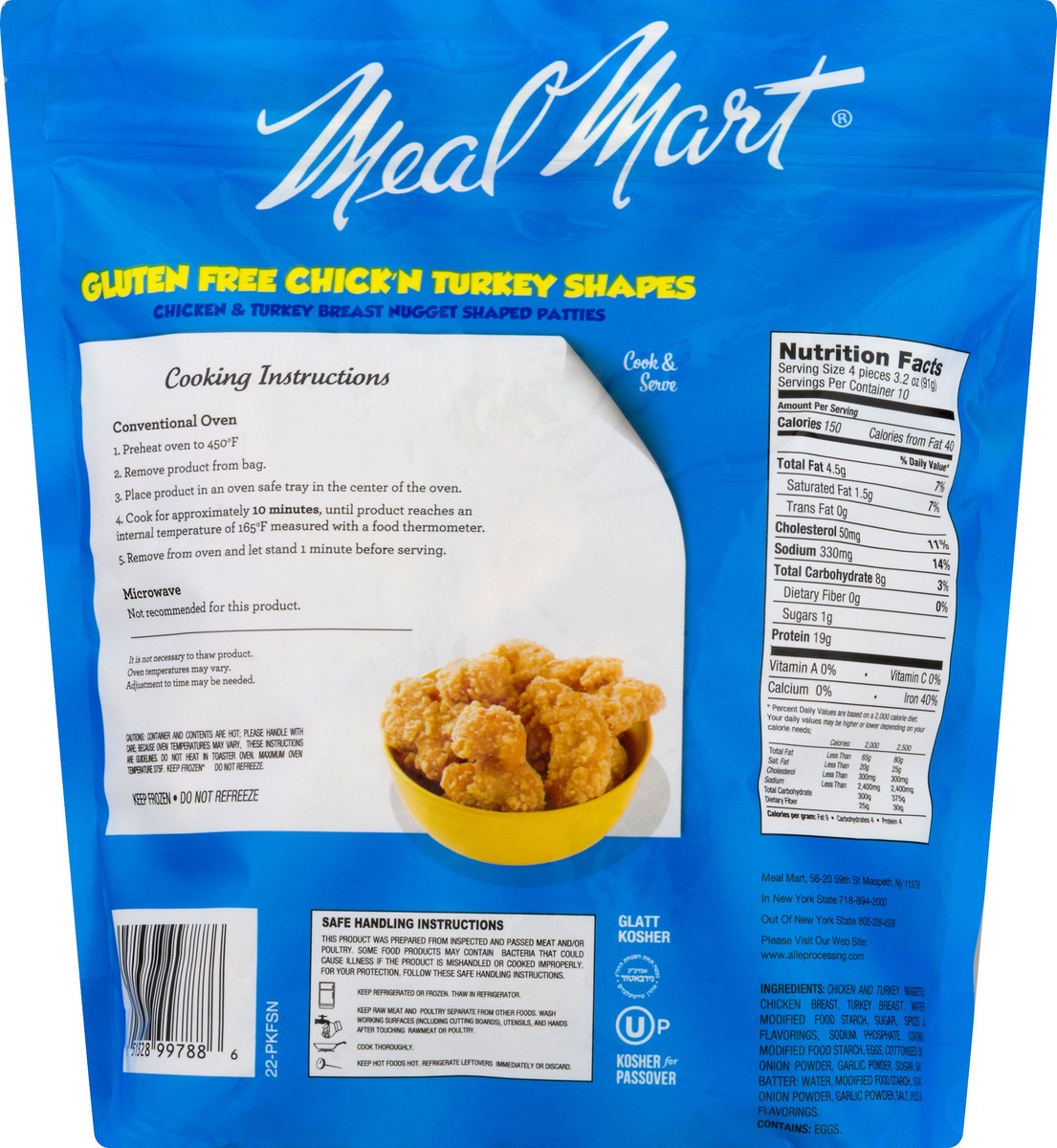 slide 5 of 9, Meal Mart Nugget Shaped Chicken & Turkey Breast Gluten Free Patties 32 oz, 32 oz