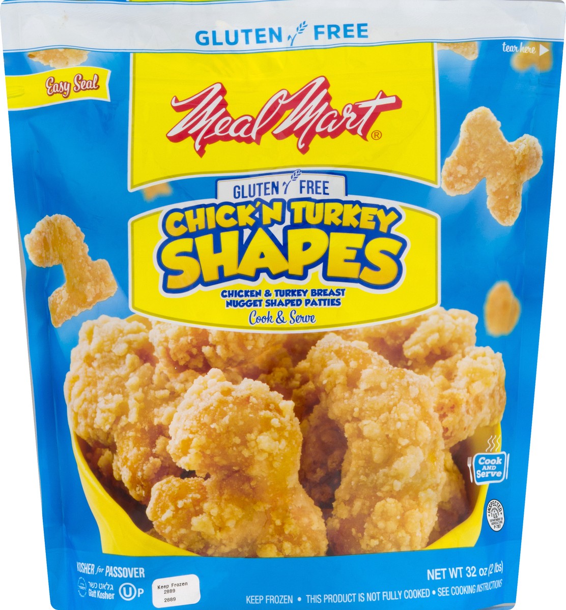 slide 6 of 9, Meal Mart Nugget Shaped Chicken & Turkey Breast Gluten Free Patties 32 oz, 32 oz