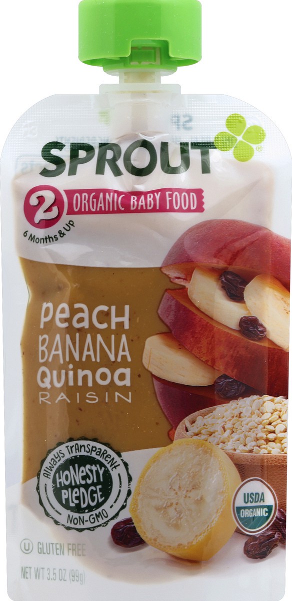 slide 5 of 6, Sprout Baby Food Peach Berry Oatmeal, 3.5 oz