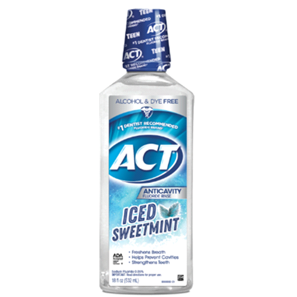 slide 1 of 1, ACT Iced Sweet Mint Anticavity Fluoride Rinse, 18 oz