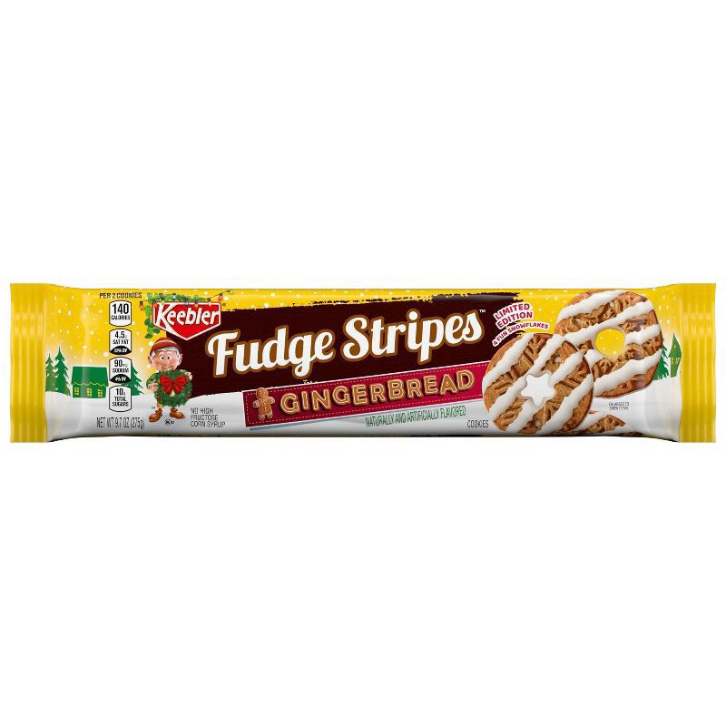 slide 1 of 3, Keebler Fudge Stripes Gingerbread Cookies 9.5 oz, 9.5 oz