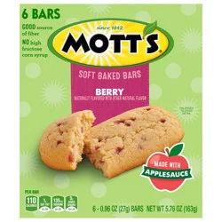Mott's Soft Baked Bars, Berry, Made With Applesauce, 6 count, 5.76 oz