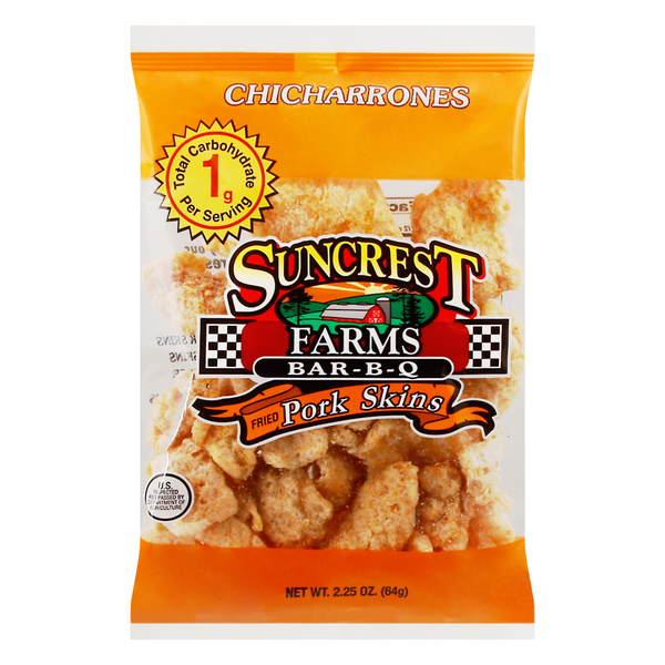 slide 1 of 1, Suncrest Farms Pork Skins, Bar-B-Q, 2.25 oz