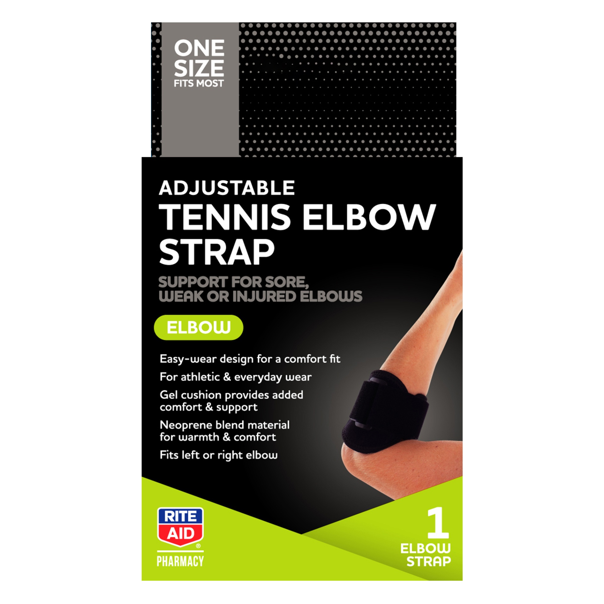 slide 1 of 1, Rite Aid Ra Tennis Elbow Strap Os, 1 ct