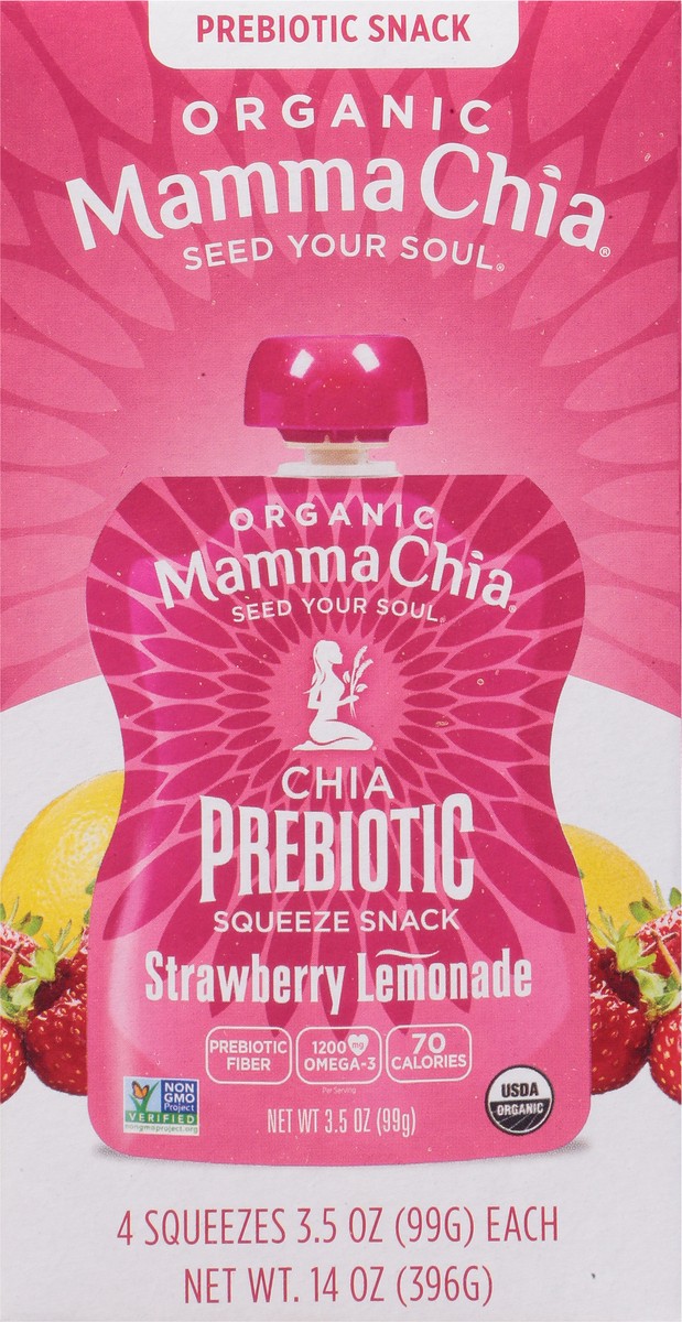 slide 3 of 13, Mamma Chia Organic Strawberry Lemonade Prebiotic Squeeze Snack 4 - 3.5 oz Each, 4 ct