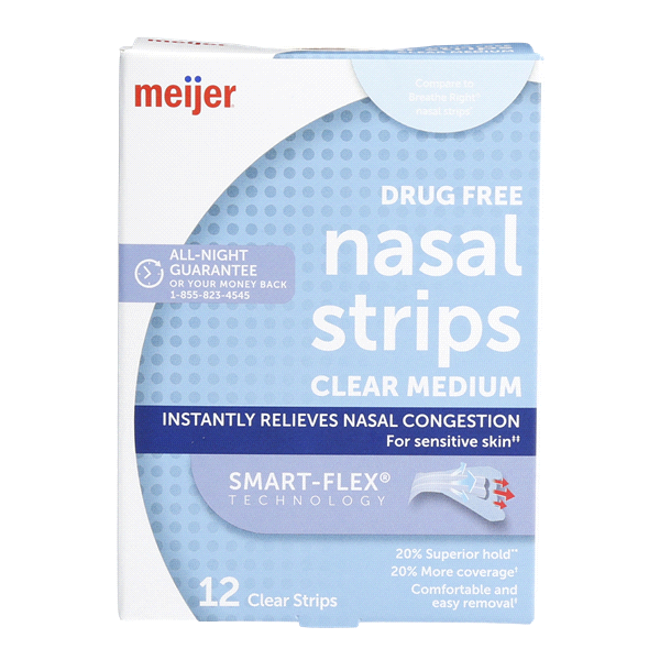 slide 1 of 1, Meijer Nasal Strips Clear Medium, 12 ct