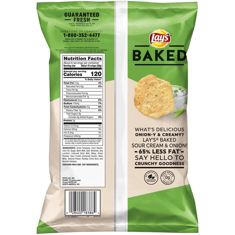 Lay's Oven Baked Sour Cream & Onion Flavored Potato Crisps 6.2 oz | Shipt