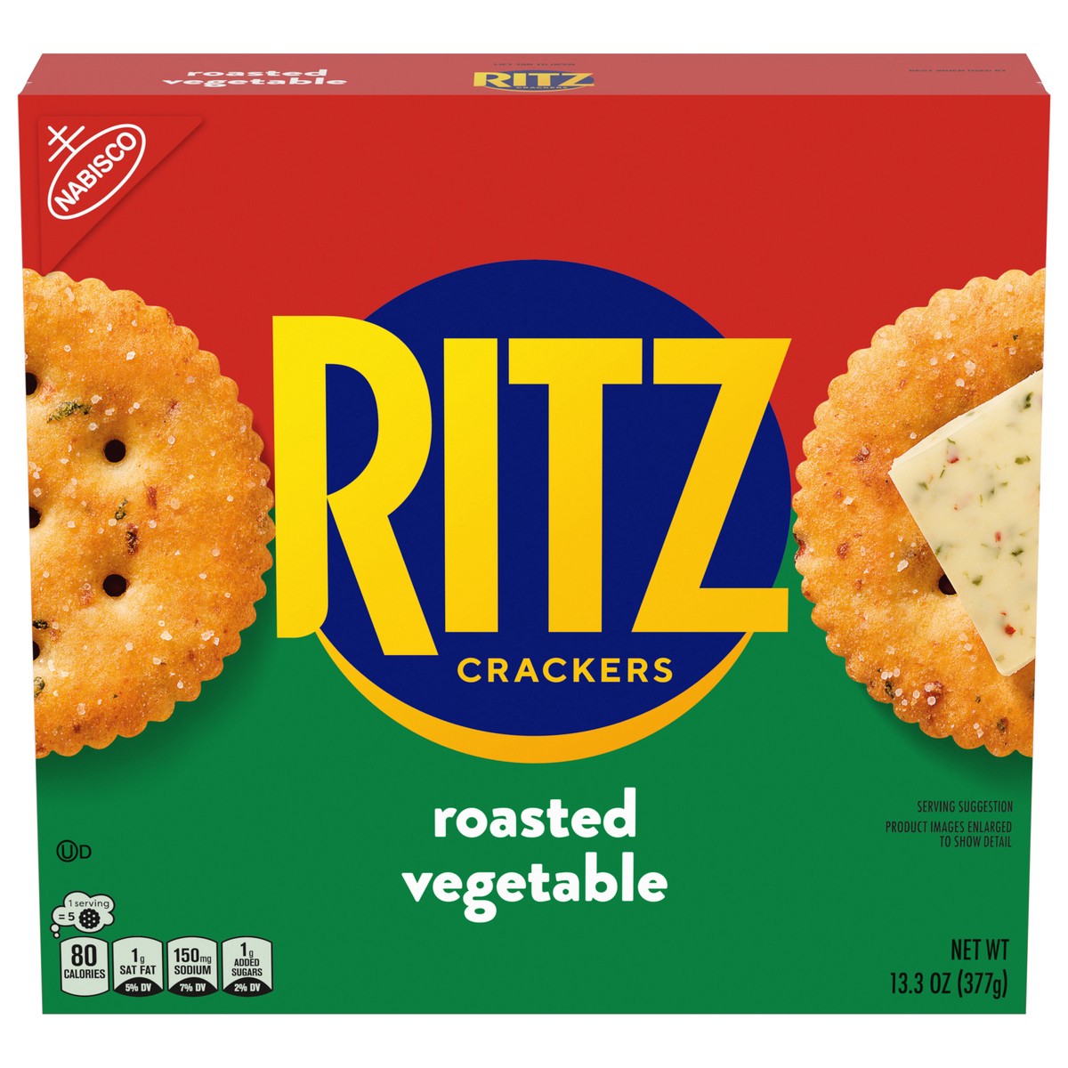 slide 1 of 9, RITZ Roasted Vegetable Crackers, Snacks for Kids and Adults, Lunch Snacks, 13.3 oz, 13.3 oz