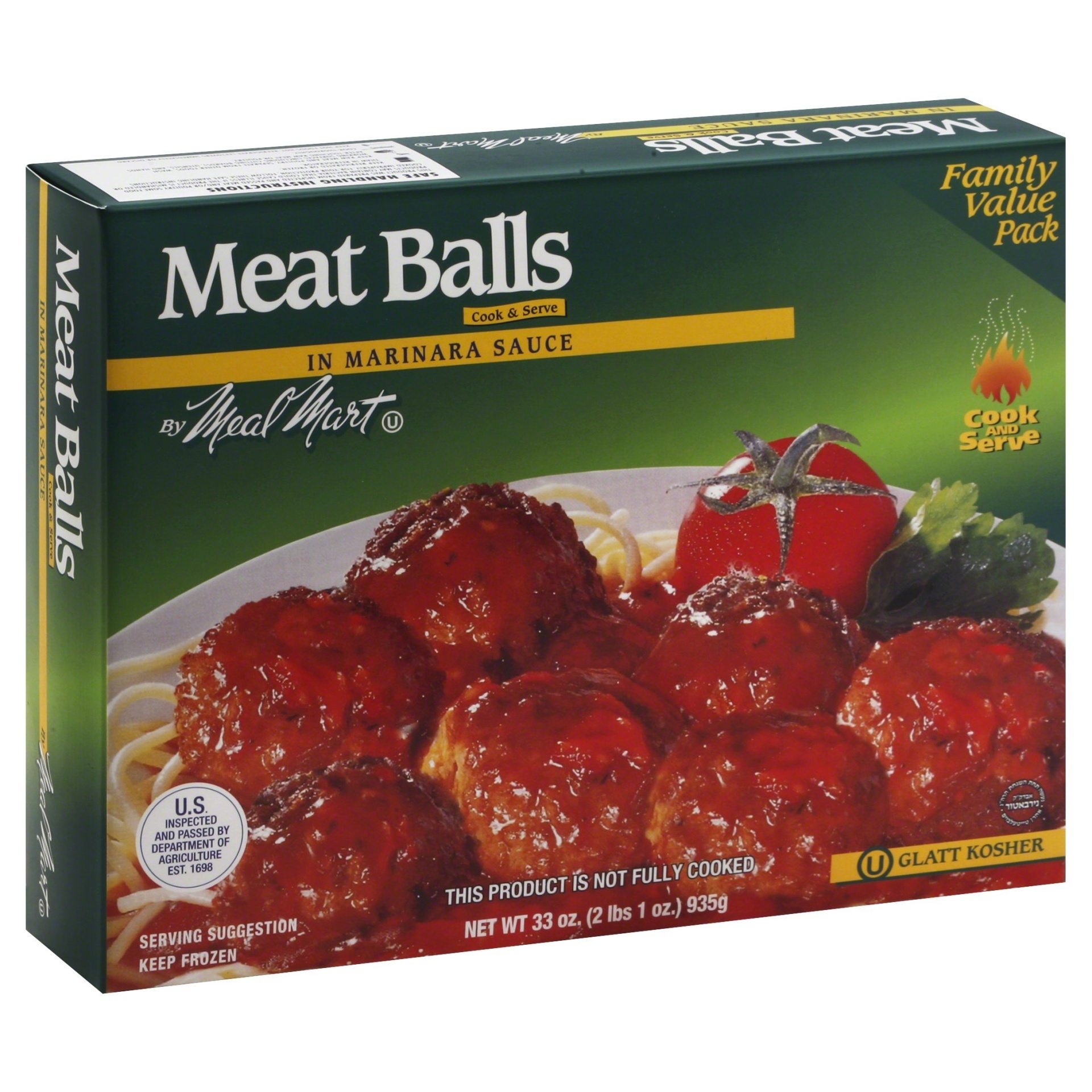 slide 1 of 4, Meal Mart Meat Balls In Marinara Sauce, 33 oz