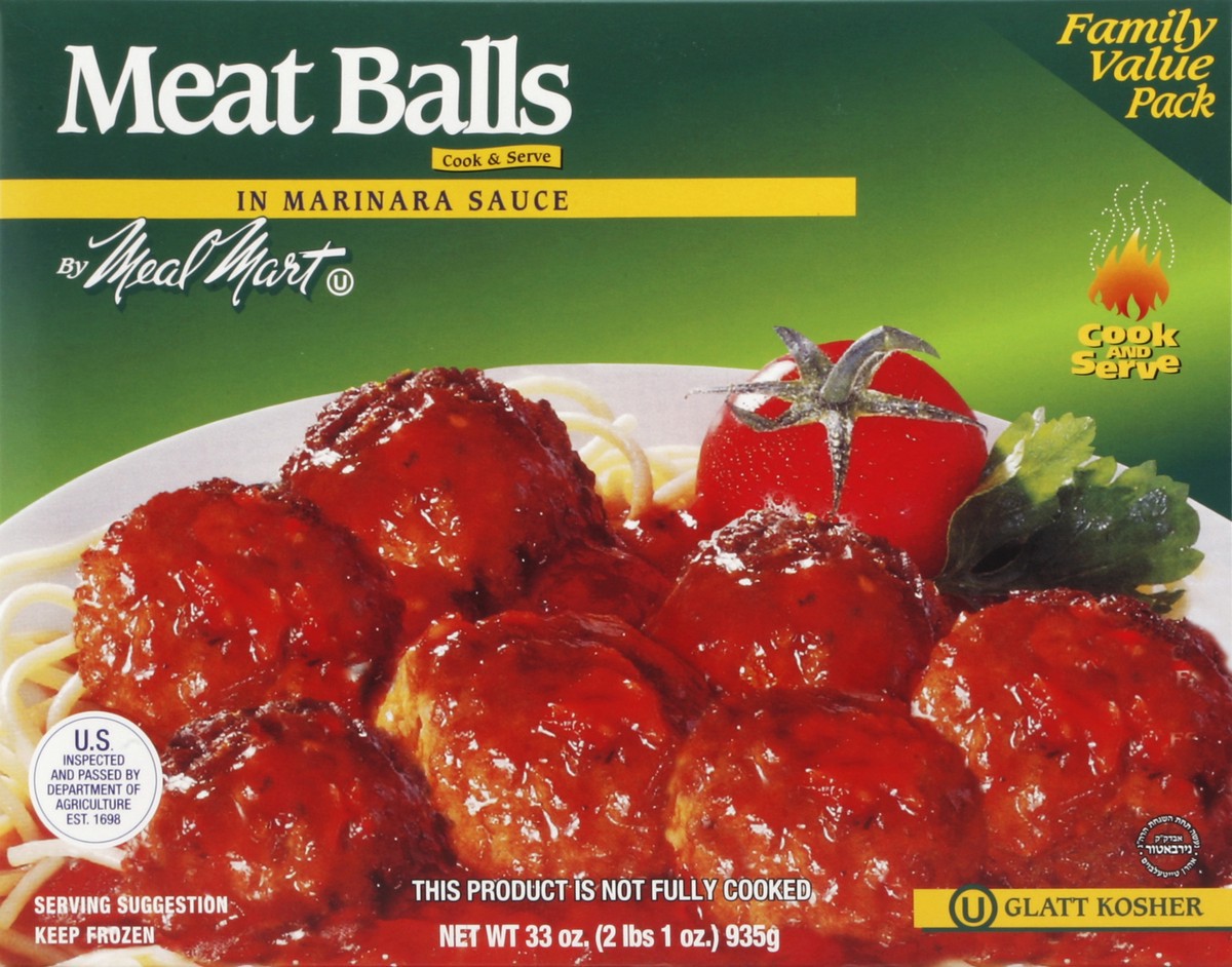 slide 4 of 4, Meal Mart Meat Balls In Marinara Sauce, 33 oz