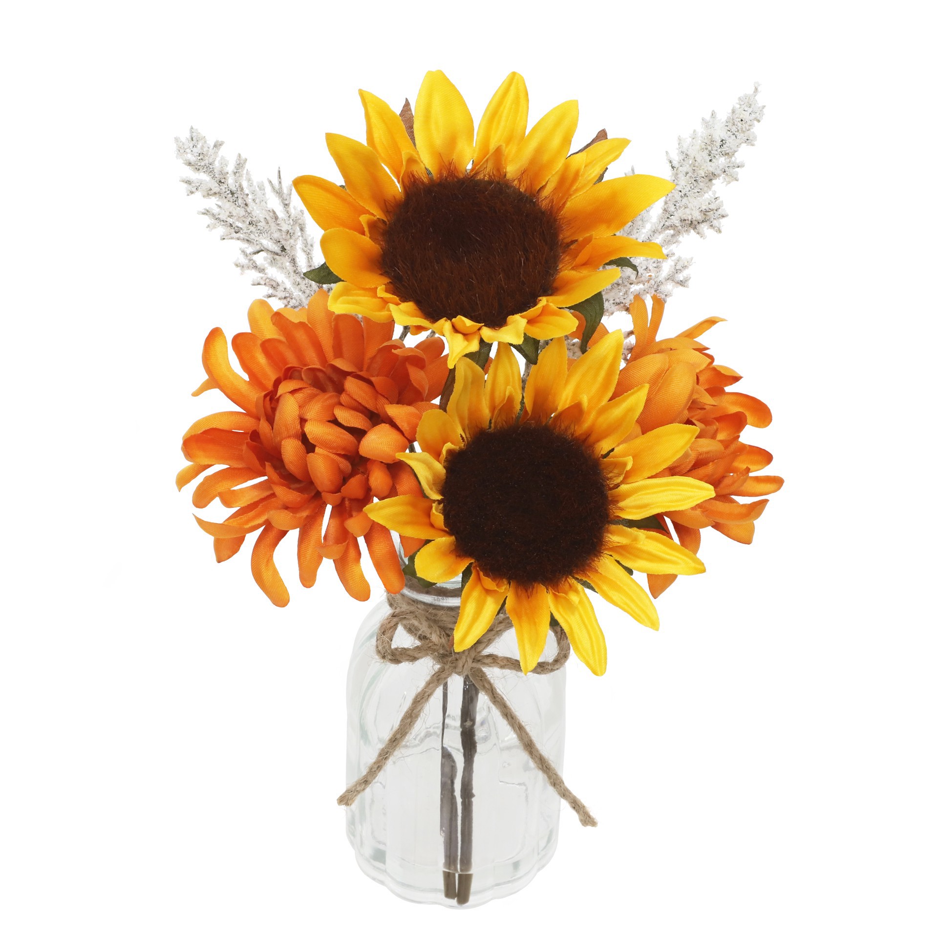 slide 2 of 3, 11" Yellow & Orange Sunflower & Mum In Glass Container By Ashland, 7 in x 6 in x 11 in