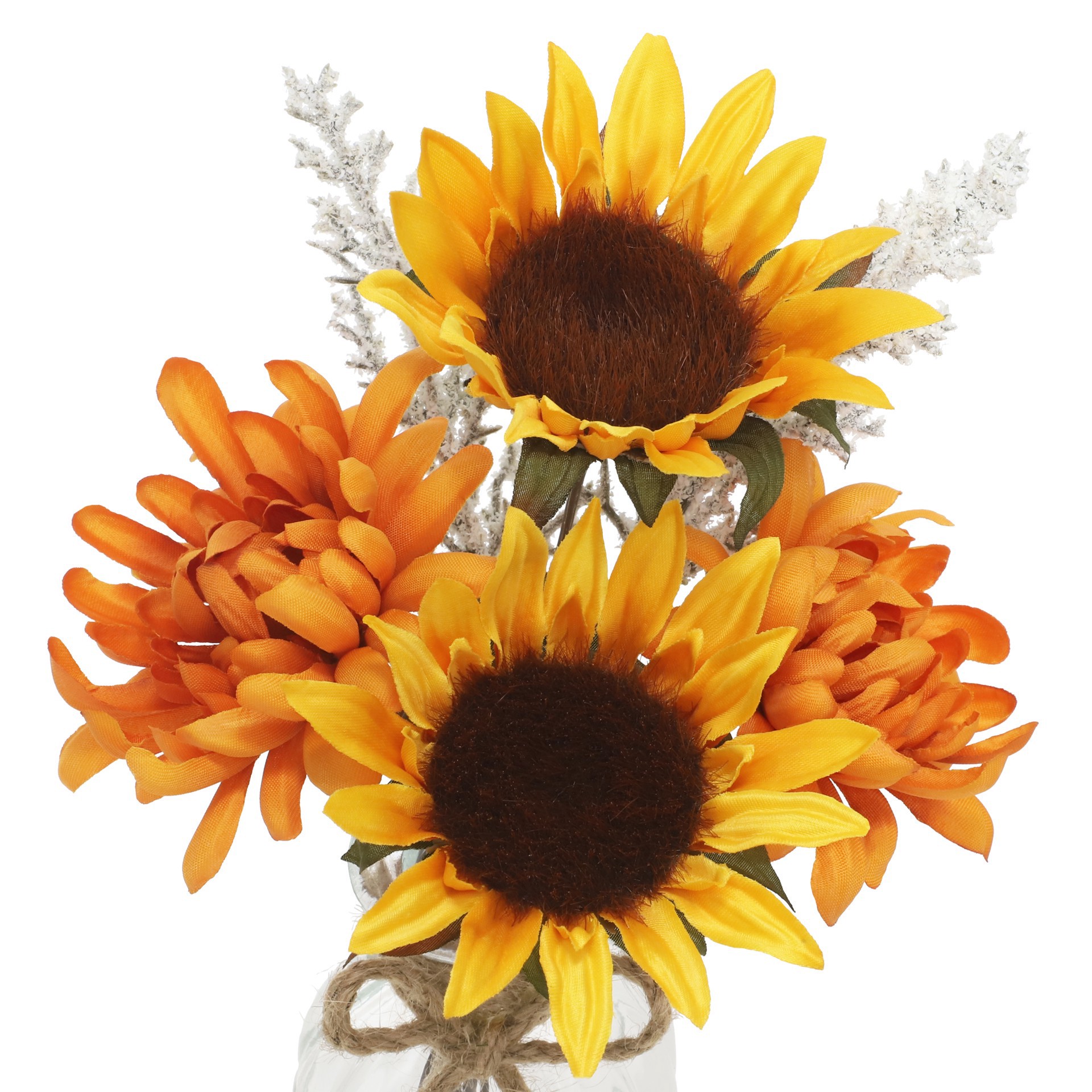 slide 3 of 3, 11" Yellow & Orange Sunflower & Mum In Glass Container By Ashland, 7 in x 6 in x 11 in