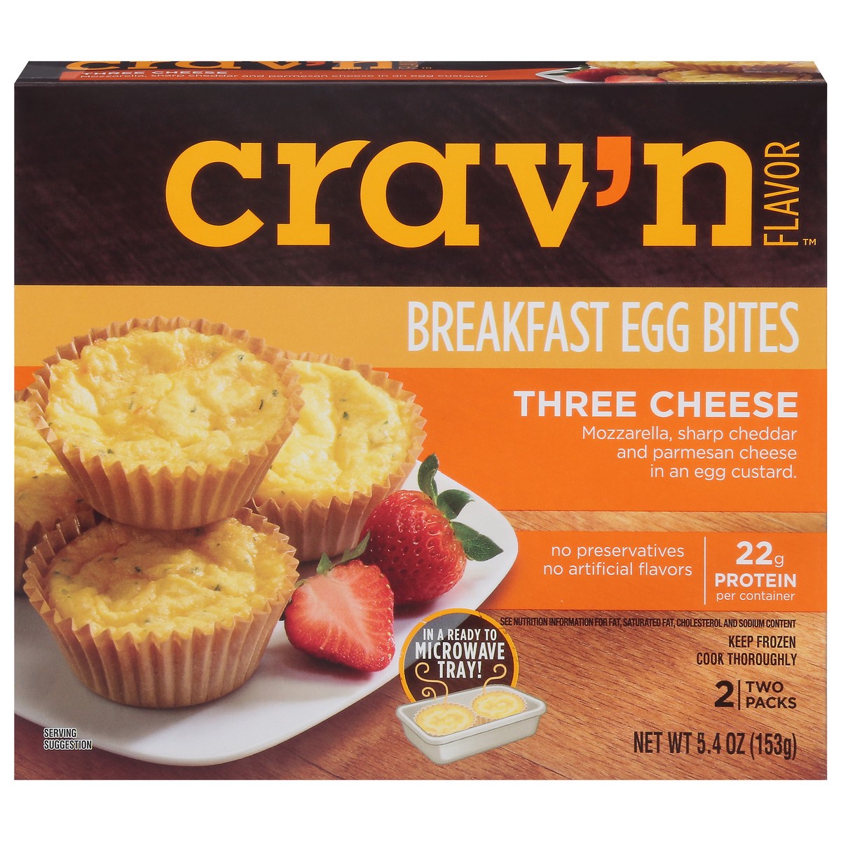 slide 1 of 10, Crav'n Flavor Three Cheese Breakfast Egg Bites 2 ea, 2 ct